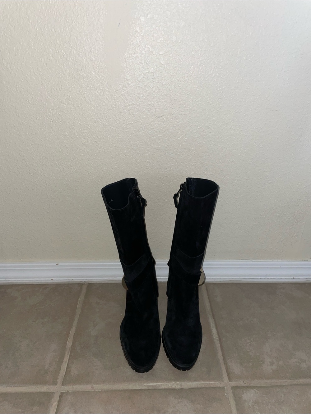 Stuart Weitzman Black Suede Over-the-Knee Boots